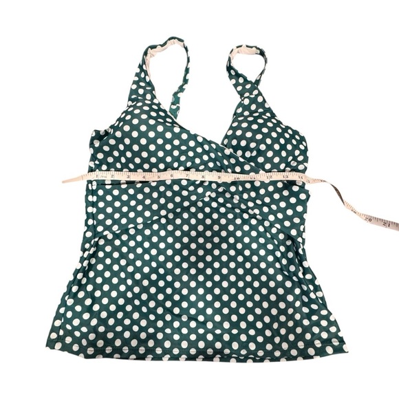 Polka Dot Woman’s Tankini  Swimsuit Top Green White Size Large - Picture 3 of 6